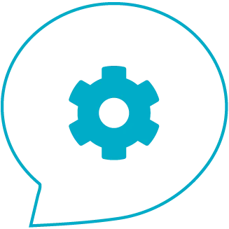 Cog icon in speech bubble