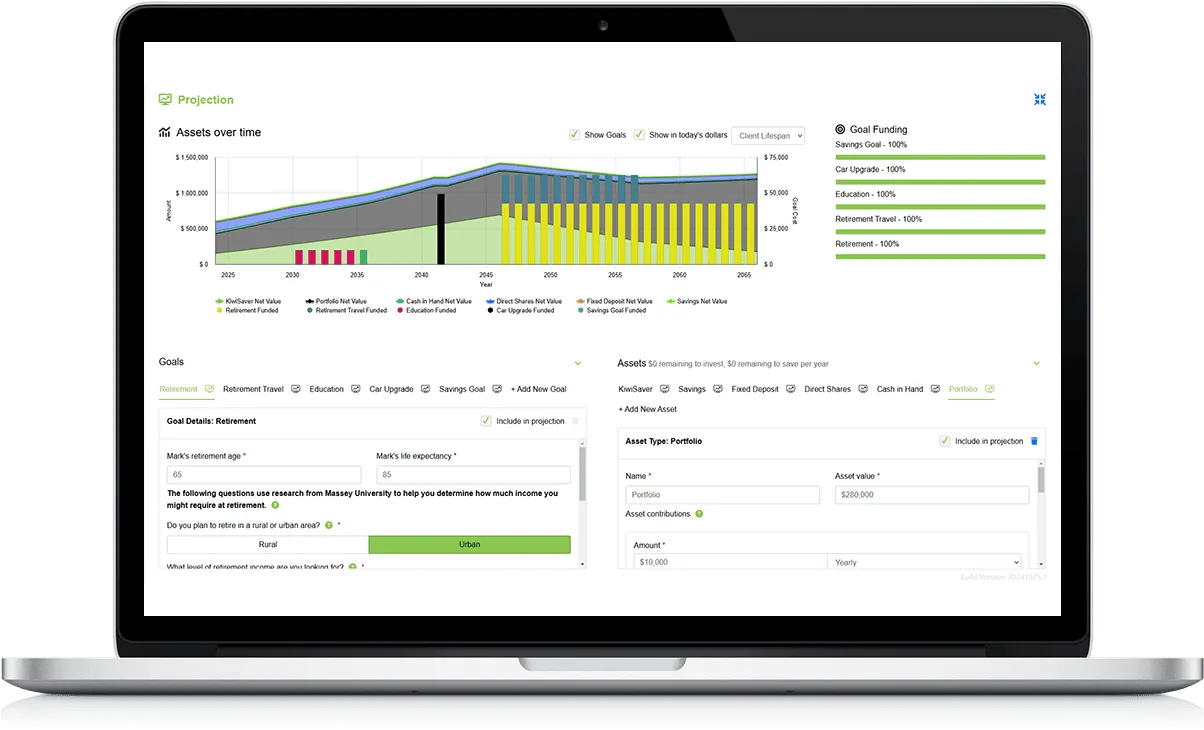 OMNIMax Investment Projection screenshot using demo data, on a laptop